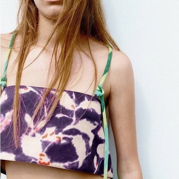 *NWT* Zara criss-cross tie dye open back crop top - Picture 4 of 4
